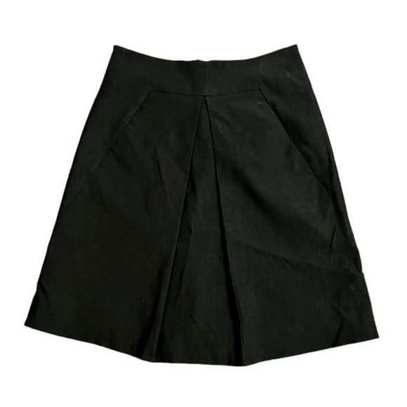 Odille Black Pleated Rayon Blend A-Line Mini Skirt w/ Pockets Size 6 - Picture 5 of 5